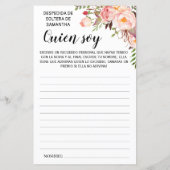 Papier Qui suis-je? nuptiale douche anglais jeu espagnol (Dos)