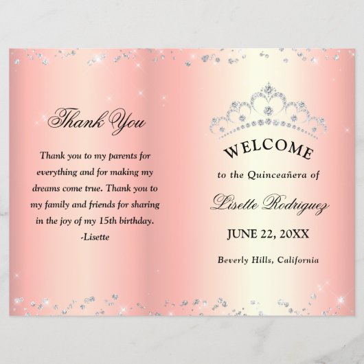 Papier Quinceañera en or rose (Devant)