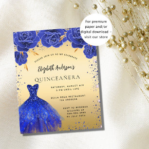 Papier Quinceanera robe bleue royale invitation