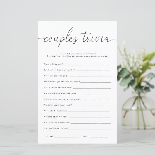 Papier Quinn Couples minimaux Trivia Jeu (Debout devant)