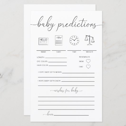 Papier Quinn Minimal Baby Predictions Jeu (Devant / Derrière)