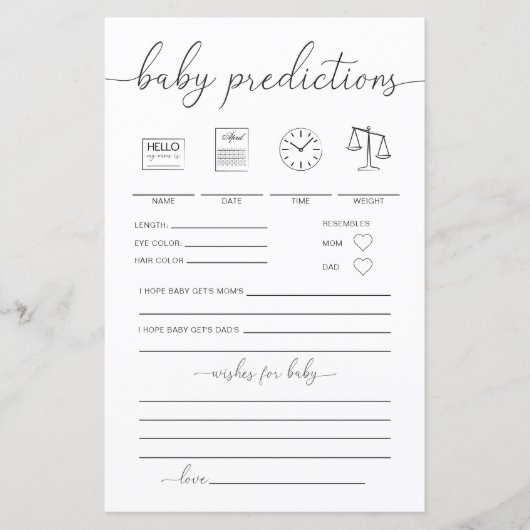 Papier Quinn Minimal Baby Predictions Jeu (Devant)