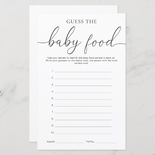 Papier Quinn Minimal Devinez Le Jeu De Nourriture Pour Bé (Devant / Derrière)