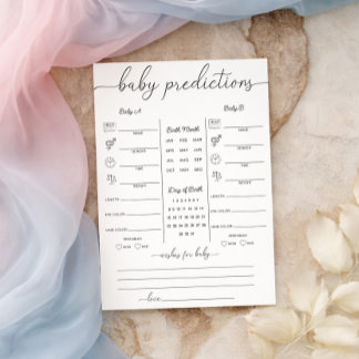 Papier Quinn Twins Baby Predictions Game