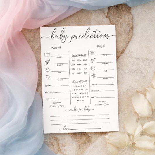 Papier Quinn Twins Baby Predictions Game