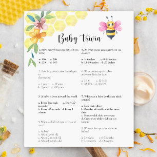 Papier Quiz Bébé Abeille Jeu de Baby Shower
