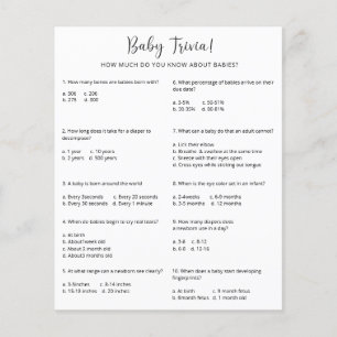 Papier Quiz bébé Jeu de baby shower