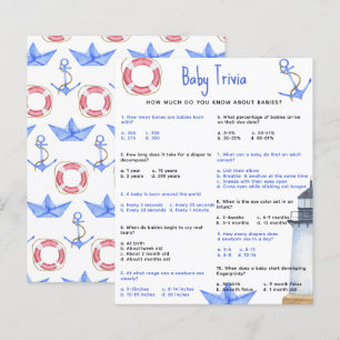 Papier Quiz Bébé Marin Jeu de Baby Shower