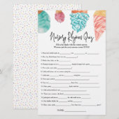 Papier Quiz de Nursery Rhymes Qu'est-ce que le Baby showe (Devant / Derrière)