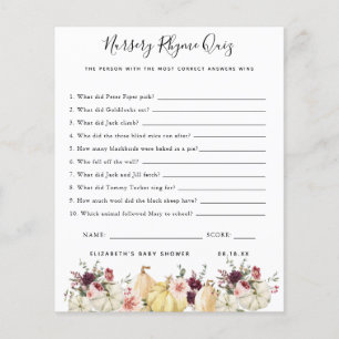 Papier Quiz sur le rime des infirmières Jeu Baby shower