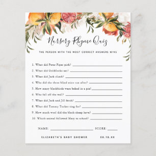 Papier Quiz sur les comptines   Jeu de baby shower