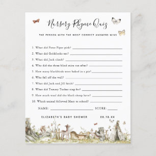 Papier Quiz sur les comptines Jeu de baby shower