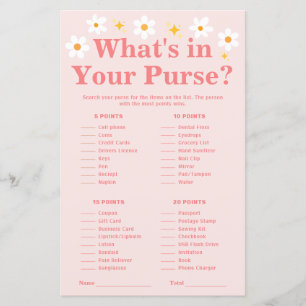 Papier Quoi dans votre sac à main Pink Daisy baby shower