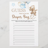 Papier Qu'y a-t-il dans le sac à couches baby shower Tedd (Devant)