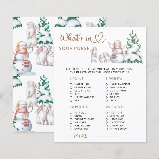 Papier Qu'y a-t-il dans votre jeu de baby shower hivernal (Devant / Derrière)