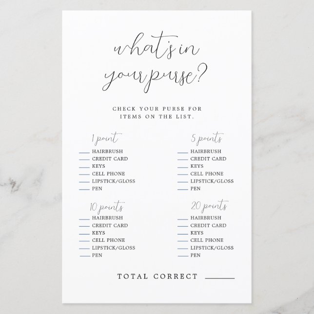 Papier Qu'y a-t-il dans votre jeu de Fête des mariées à s (Devant)