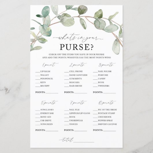 Papier Qu'y a-t-il dans votre jeu de sacs à main (Dos)