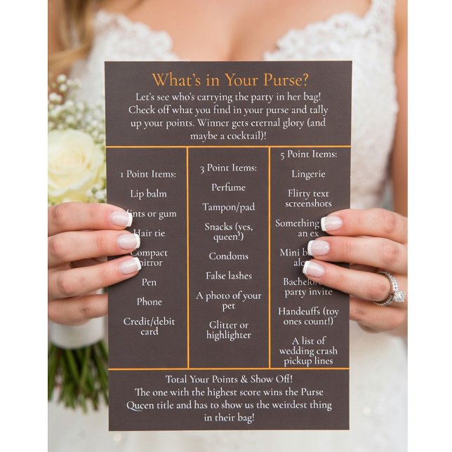 Papier Qu'y a-t-il dans votre sac à main ? Jeu de la part (Créateur téléchargé)