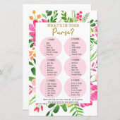 Papier Qu'y a-t-il dans votre sac de douche Jeu, Fête des (Devant / Derrière)