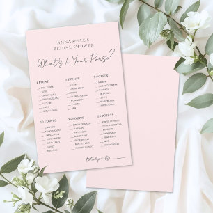 Papier Qu'y a-t-il dans votre sac Rose jeu de Baby Shower