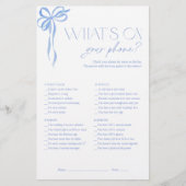 Papier Qu'y a-t-il sur votre téléphone Blue Bow Fête des  (Devant)