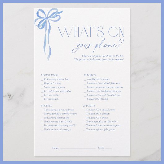 Papier Qu'y a-t-il sur votre téléphone Blue Bow Fête des 