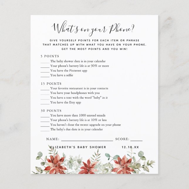Papier Qu'y a-t-il sur votre téléphone | Jeu Baby shower (Devant)