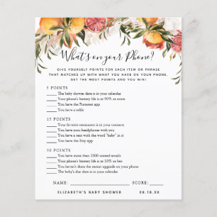Papier Qu'y a-t-il sur votre téléphone Jeu Baby shower