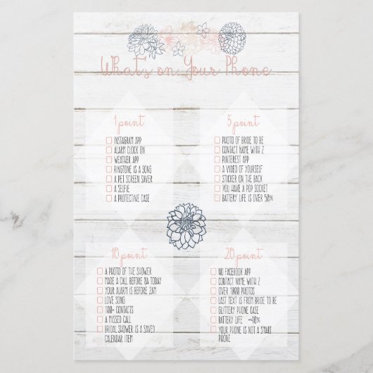 Papier Qu'y a-t-il sur votre téléphone Jeu de Fête des ma (Devant)