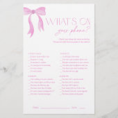 Papier Qu'y a-t-il sur votre téléphone Pink Bow Fête des  (Devant)