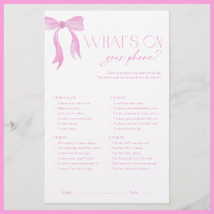 Papier Qu'y a-t-il sur votre téléphone Pink Bow Fête des