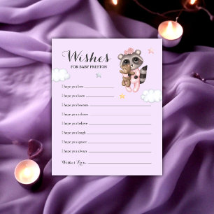 Papier Raccoon Animal Girl Baby shower Voeux Pour Bébé