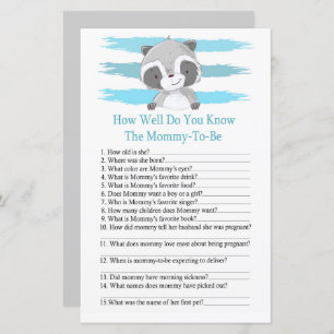 Papier Raccoon Comme vous connaissez bien le baby shower
