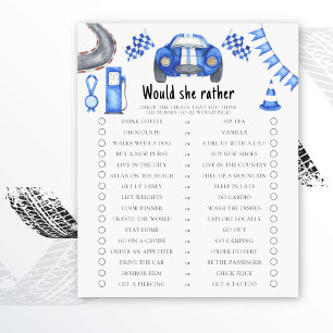 Papier Race car baby shower Voudrait-elle plutôt jouer