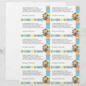 Papier Raffin de Baby shower de singe (Devant / Derrière)
