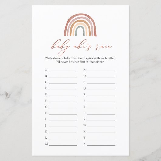 Papier Rainbow Baby shower Baby ABC's Race Game (Devant)