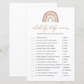 Papier Rainbow Baby shower Celebrity Baby Names jeu (Devant / Derrière)
