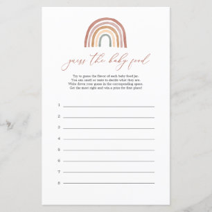 Papier Rainbow Baby shower Devine Le Jeu De Nourriture Bé
