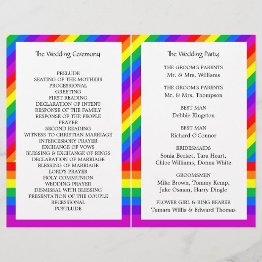 Papier Rainbow Heart Love is Love Mariage Bi-fold Program (Dos)