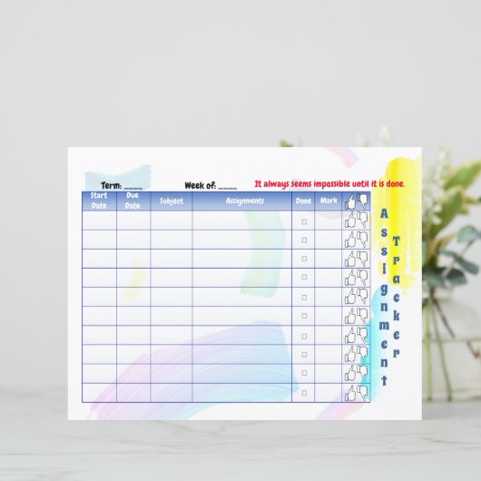 Papier Rainbow Paint Student Assignation tracker (Debout devant)