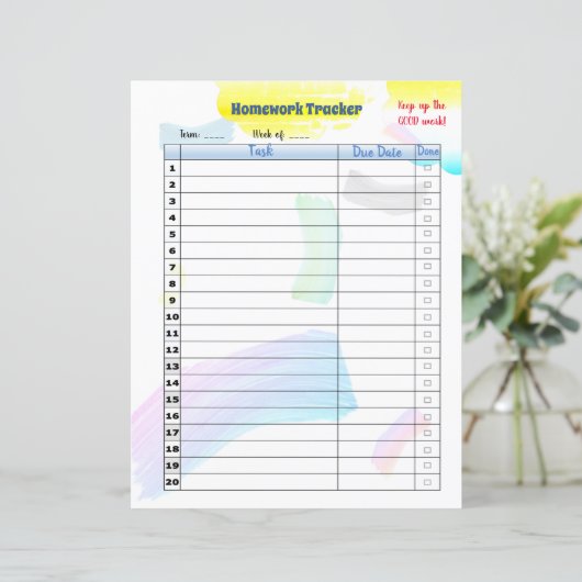 Papier Rainbow Paint Student Homework tracker (Debout devant)
