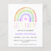Papier Rainbow Party | Invitation budgétaire d'anniversai (Devant)