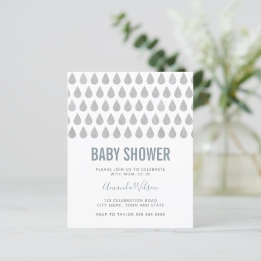 Papier Raindrop Baby shower d'aquarelle bleu foncé dans (Debout devant)