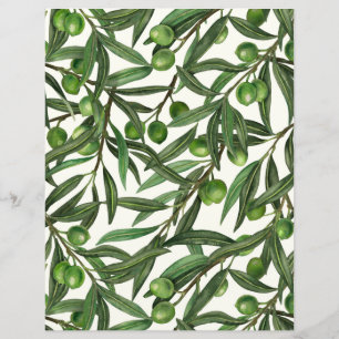 Papier Rameaux d'olivier sur fond blanc cassé