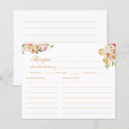 Papier Ranunculus Bridal Shower Recipe Card (Devant / Derrière)