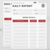 Papier Rapport quotidien (Devant / Derrière)
