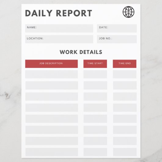Papier Rapport quotidien (Devant)