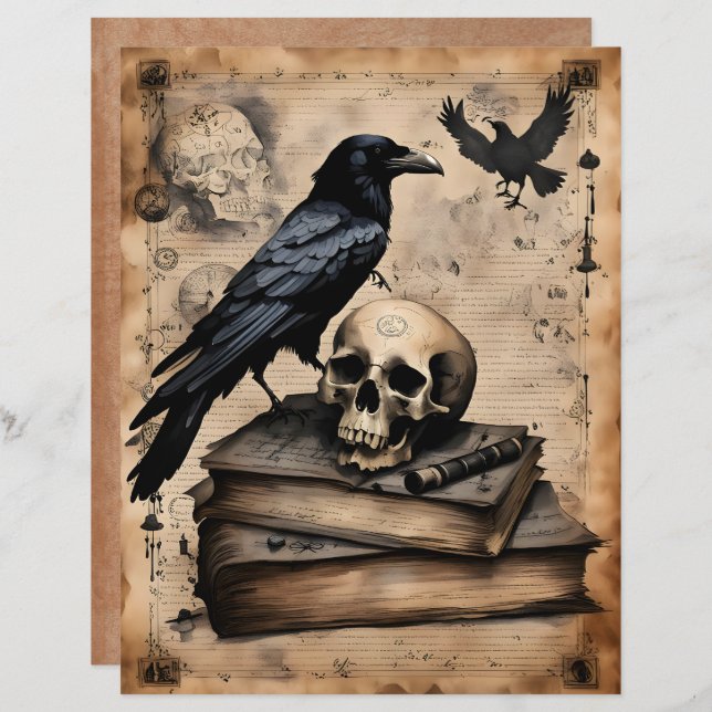 Papier Raven and Skull Magic Scrapbook Paper (Devant / Derrière)