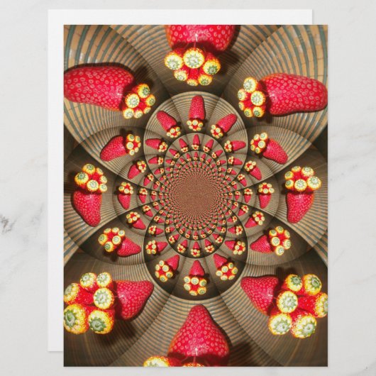 Papier Ravissement rouge coloré : Caléidoscope de fraises (Devant / Derrière)