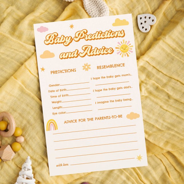 Papier Ray of Sunshine Baby shower Predictions Jeu (Créateur téléchargé)